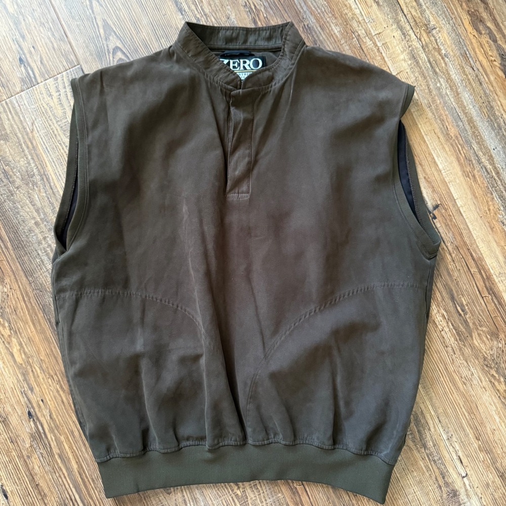 Zero Restriction Golf Vest Pullover Mens Large Brown Microfiber Made in USA